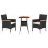 Vidaxl 3-Cz. Garden Bistro Furniture Set With Cushions, Black