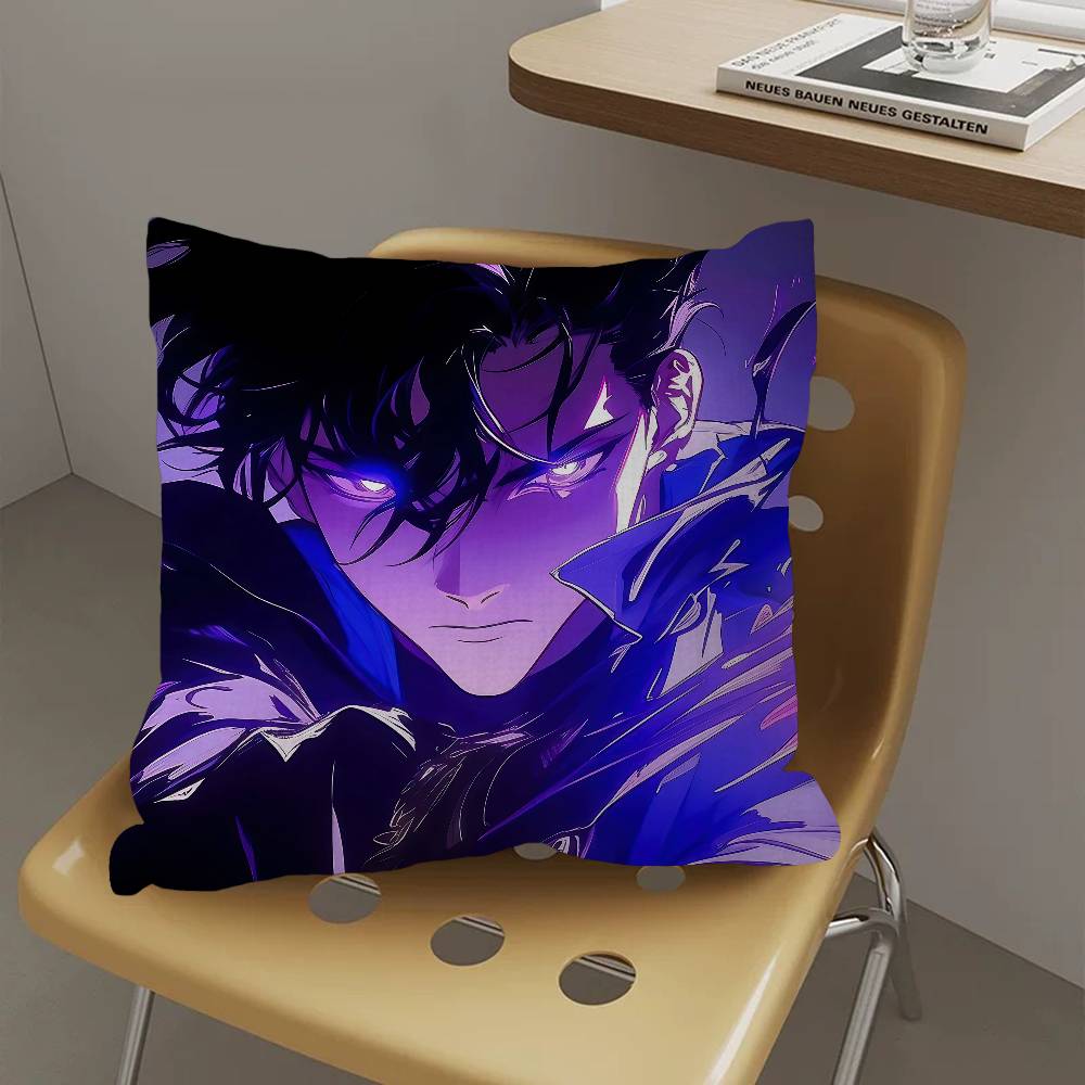 Oreiller Anime Solo Leveling Oreiller Anime Housse de Coussin de Tête de Canapé Lit Housse de Coussin 45x45 cm Mode