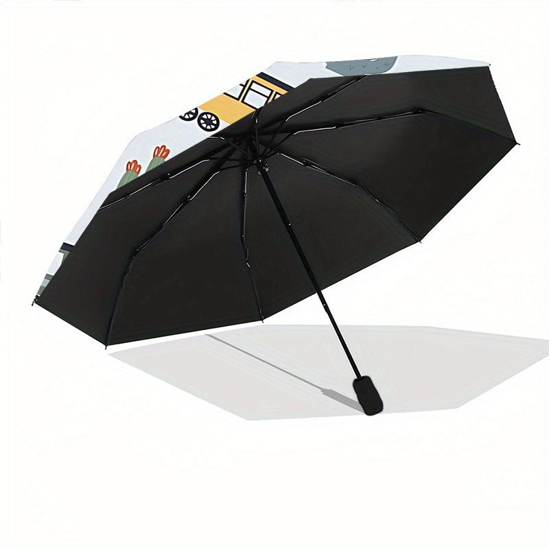 1pc Trains Cacti Automatic Open/Close Umbrella with One Touch Button,, Windproof Design   Lightweight Portable Umbrella for Women & Men6127