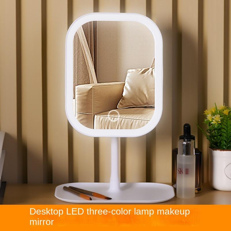 Lustro kosmetyczne na biurko Niche Modern z 3 kolorami światła LED, dotykowe lustro do makijażu, lustro do ubierania do sypialni damskiej