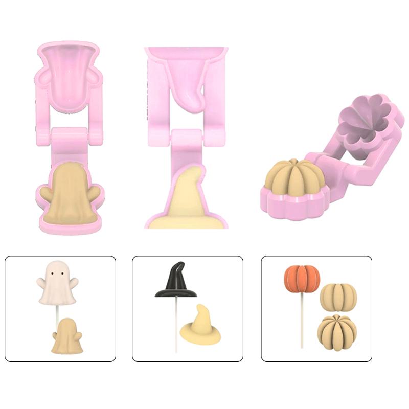 Halloween Ghost Pumpkin 3D Cake Pop Molds Cake Cutter And Pusher Non-Stick Doughnut Diy Clay Candle Making Home Parties Baking