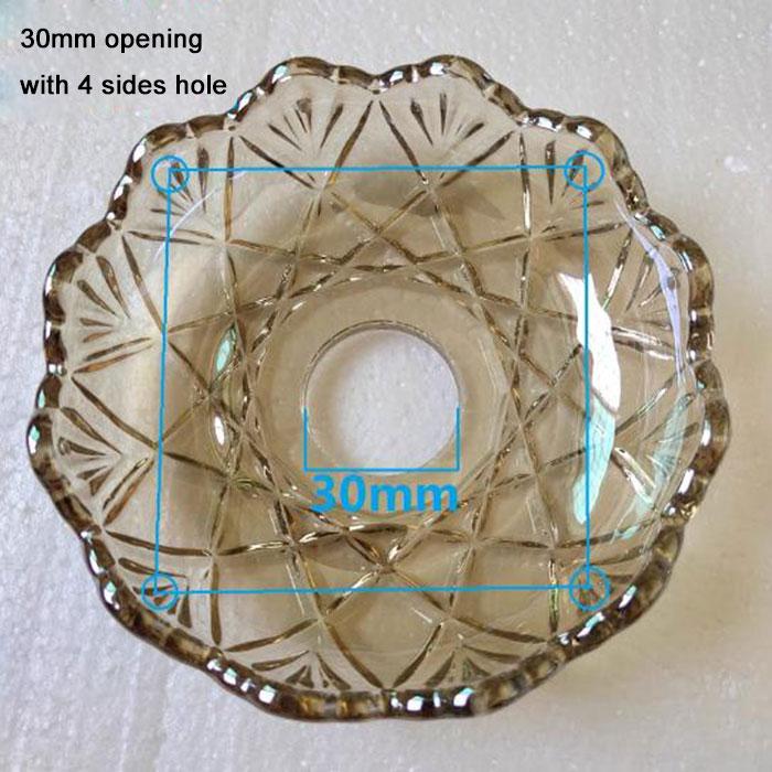 D12xH3cm Bernstein Grau Glas Tropfschalen Ersatz mit 4 Seitenlöchern,Klares Cognac Kristall Tropfschalen Schale mit 12mm 26mm 30mm Öffnung