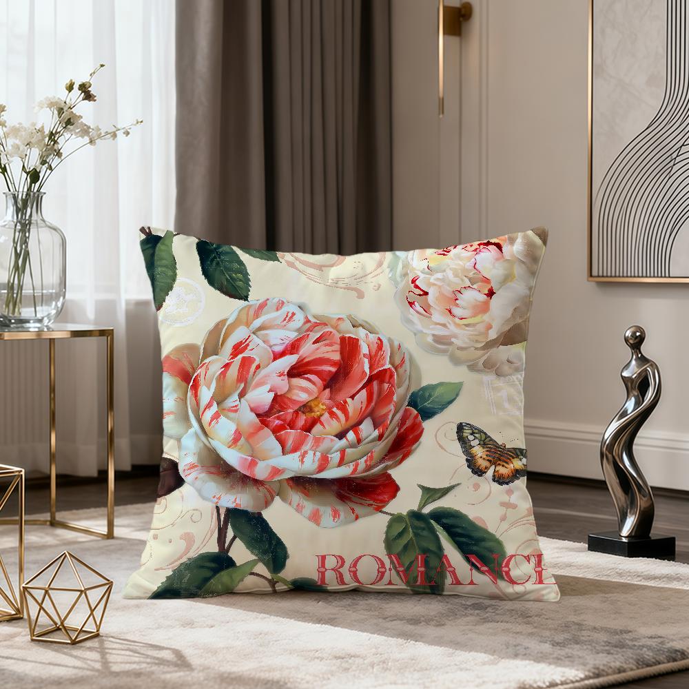 Retro Color Exquisite Flower ART Fashion Vintage Soft Comfort Pillowcase Sofa Nap Living Room Party Home Pet Decor Pillowcover