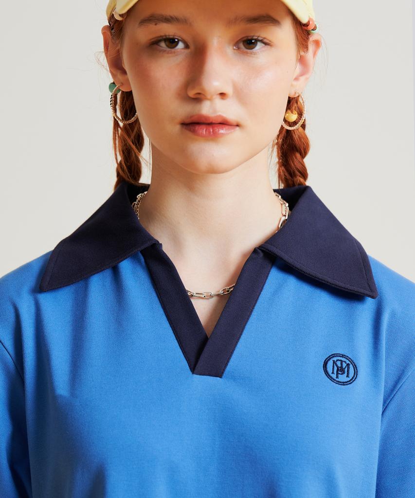 Metapeo Met Lovely Summer Collared Dress Blue
