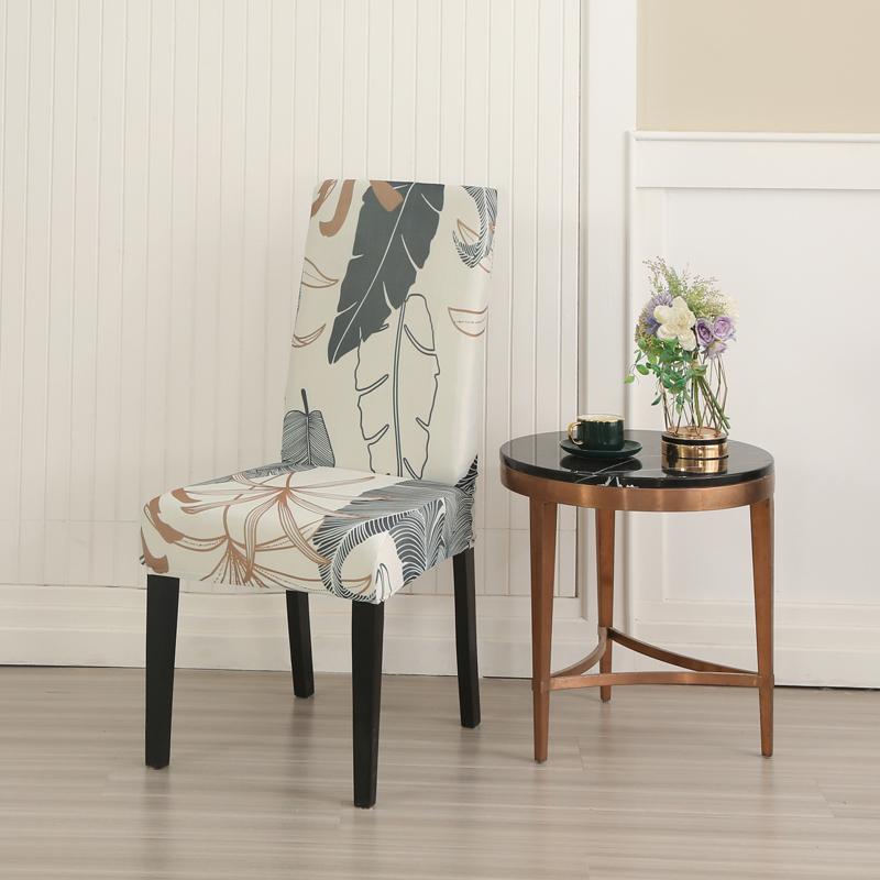 Printed Stretch Chair Cover For Dining Room Office Banquet Kitchen El Chair Protector Elastic Removable Anti-Dirty Seat Cover