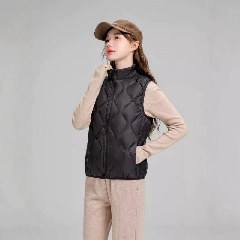 Down jacket women's vest, stand-up collar gourd pattern fashion thermal vest, vest, vest, cold-proof jacket