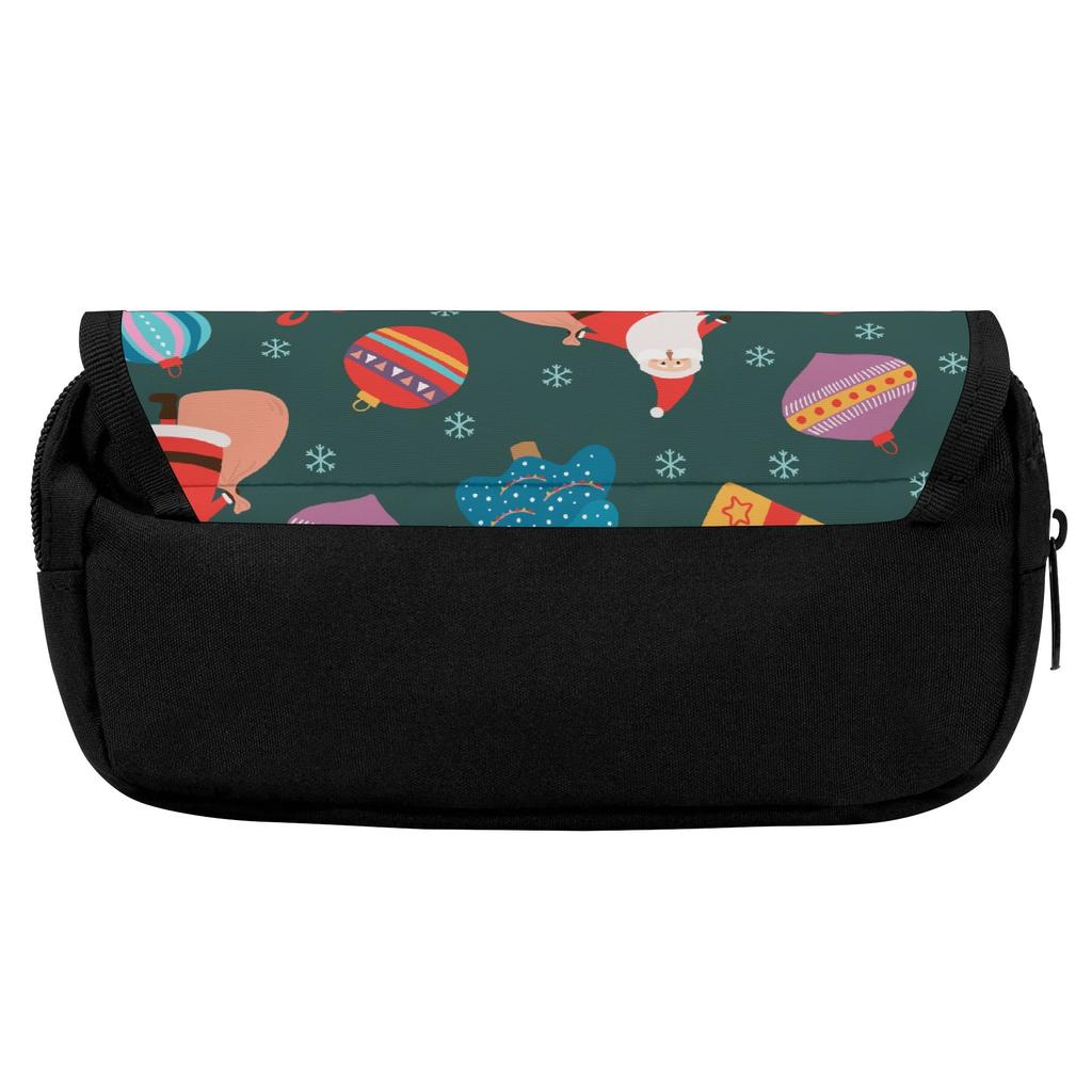 Pencil Bag 300D Polyester Double Layer Metal Zipper with Two Compartments for Pens Ruler Scissors Students for School and Study