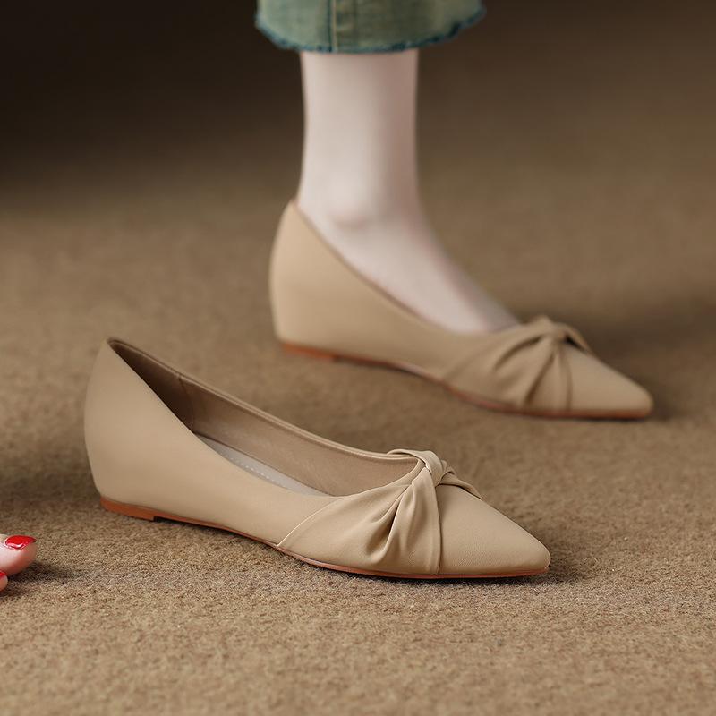 999-1 Inner Height Increase Pointed Shoes Women's 2025 New Models Are Not Tired of Feet with Soft Soles Autumn Nude Single Shoes
