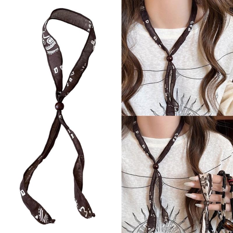 Cloth Fabric Necklace Adjustable Scarf Sweater Chain Lightweight Soft Neckcahin Versatile Fashion Jewelry Gift