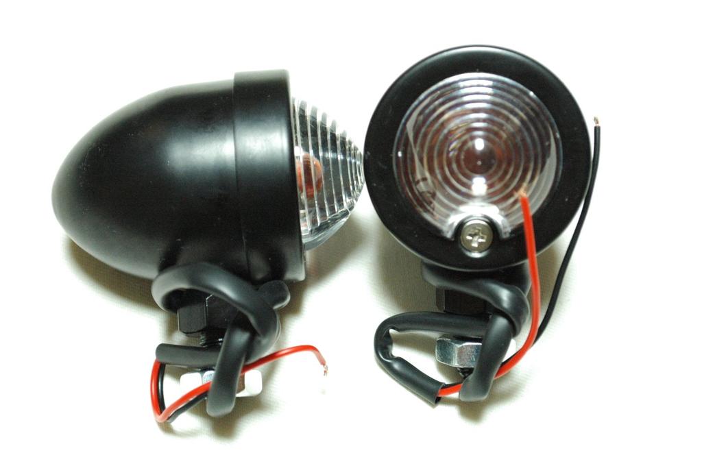 Universal Billet Bullet Turn Signals of for American Motorcycles Black with Clear (Set 2) [ADVANTAGE] (2 Lenses)
