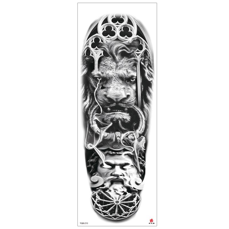 New Waterproof Full Arm Tattoo Stickers – Large Floral & Lion Design, Cross-Style, Hot Selling