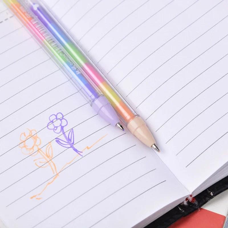 6Pcs/Set of Cute Kawaii Color DIY Ballpoint Pen Color Chalk Drawing Rainbow Gel Pen Graffiti Pen Children's Diary Decoration