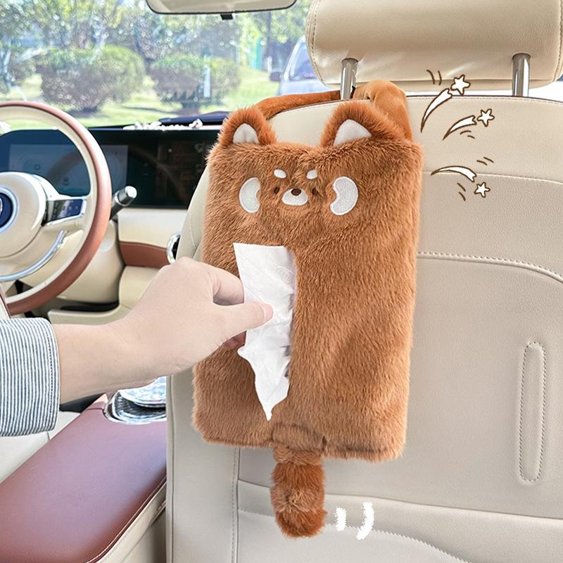 Cute Cartoon Animal Plush Hanging Tissue Box For Car And Home
