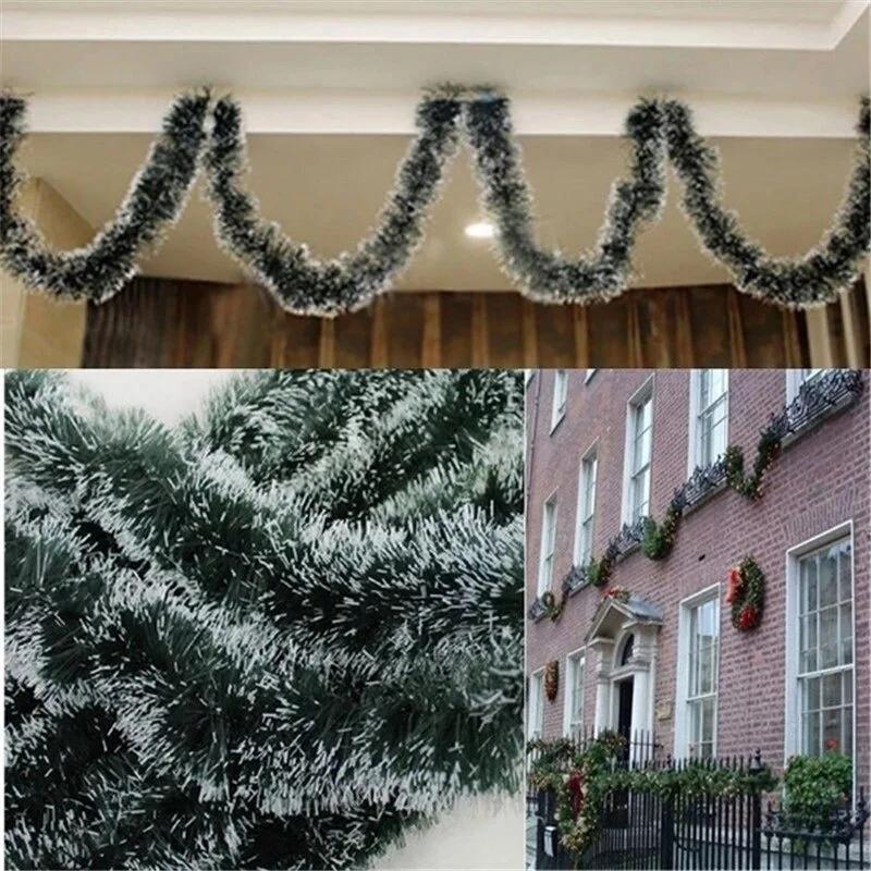 2M New Year Garland Wire Tinsel Hanging Rattan Christmas Tree Ornament for Home Decoration Prop Xmas Birthday Party Ribbon