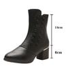 Fashion Women Boots High Quality Leather Ankle Boot Chunky Chelsea High Heels Boots for Women Winter Plush Warm Cotton Boots Botas Mujer