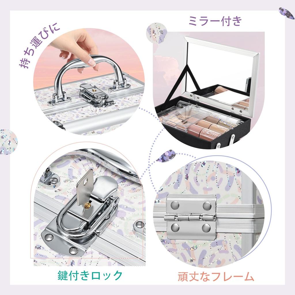 Hapilife Makeup Box with Cosmetic Portable Makeup Popular Cosmetic Nail Christmas Gift for Girls Mirror, Kids' Box, Box, Storage, Storage, (Pink -