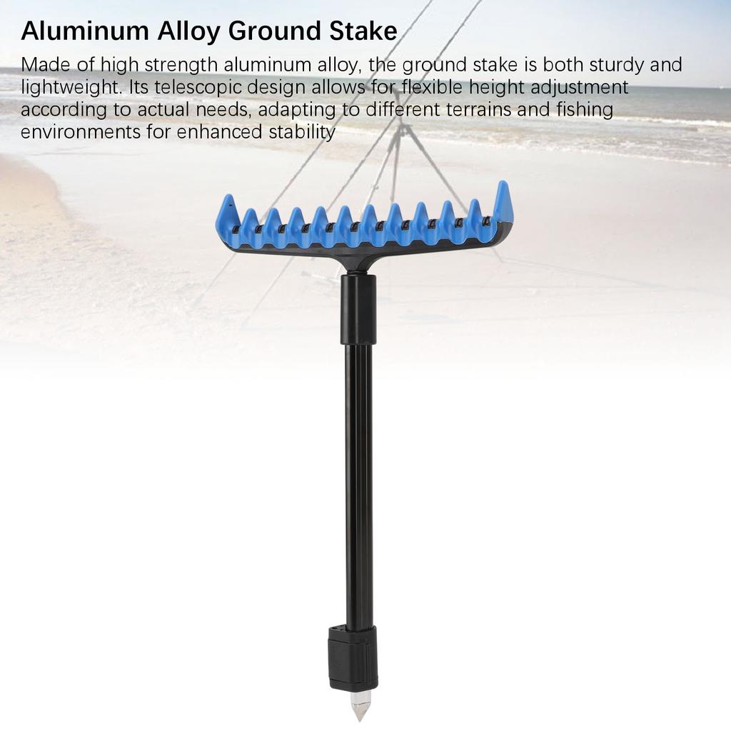 Fishing Rod Holder Blue Support Aluminum Alloy Ground Stake Fish Pole Rack for Outdoor Use