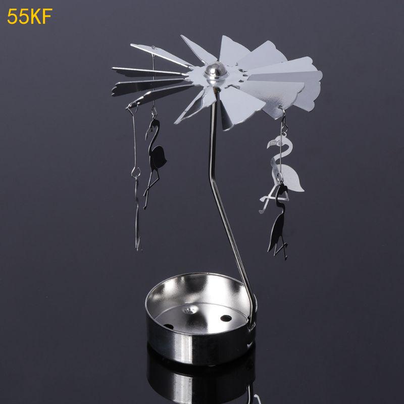 55KF Rotating Holder Rotary Tealight Holder Christmas Table Decoration Windmill Revolving Candlestick for Wedding Gift