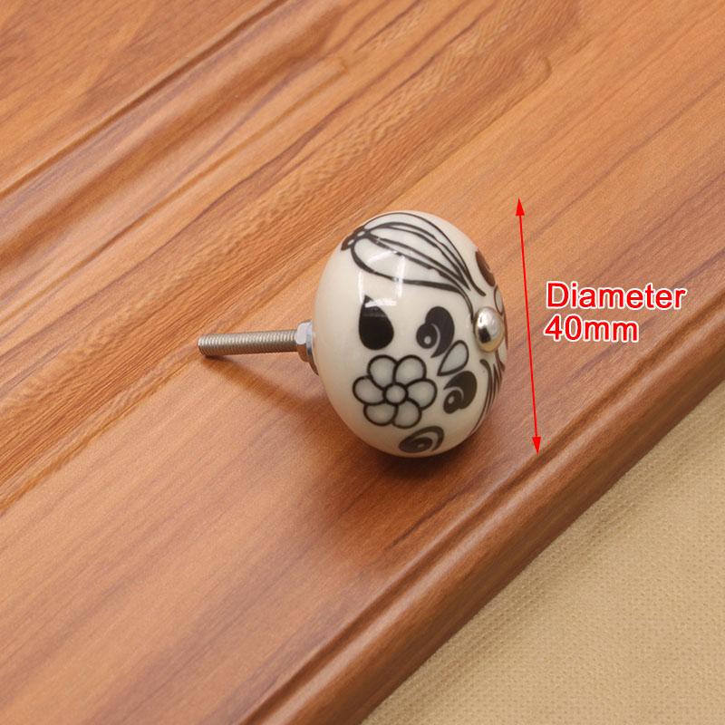 KAK 40mm Hand-painted Ceramic Drawer Knobs Porcelain Rural Cabinet Knob Cupboard Handles Mediterranean Furniture Handle Hardware
