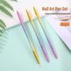 Gold Gradient Nail Art Liner Brush Set - 3-Piece Metal Rod for Flower and Line Detailing