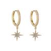 Delicate Silver Cubic Zircon Star & Moon Drop Pendant Hoop Earrings for Women Trendy Wedding Earring Jewelry Gifts