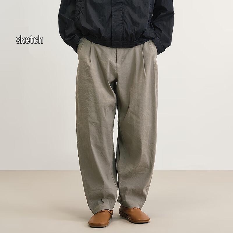 

CROQUIS Men s 2025 Summer Loose Fit Curved Leg Casual Pants L