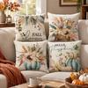 4 Pack Fall Thanksgiving Throw Covers with Pumpkin and Maple Leaf Print for Sofa Couch Decor