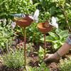 Freestanding Rusty Metal Bird Feeder Ground Insert Vintage Iron Bird Bath Feeder Rustproof Handmade Butterfly Bath Bowl