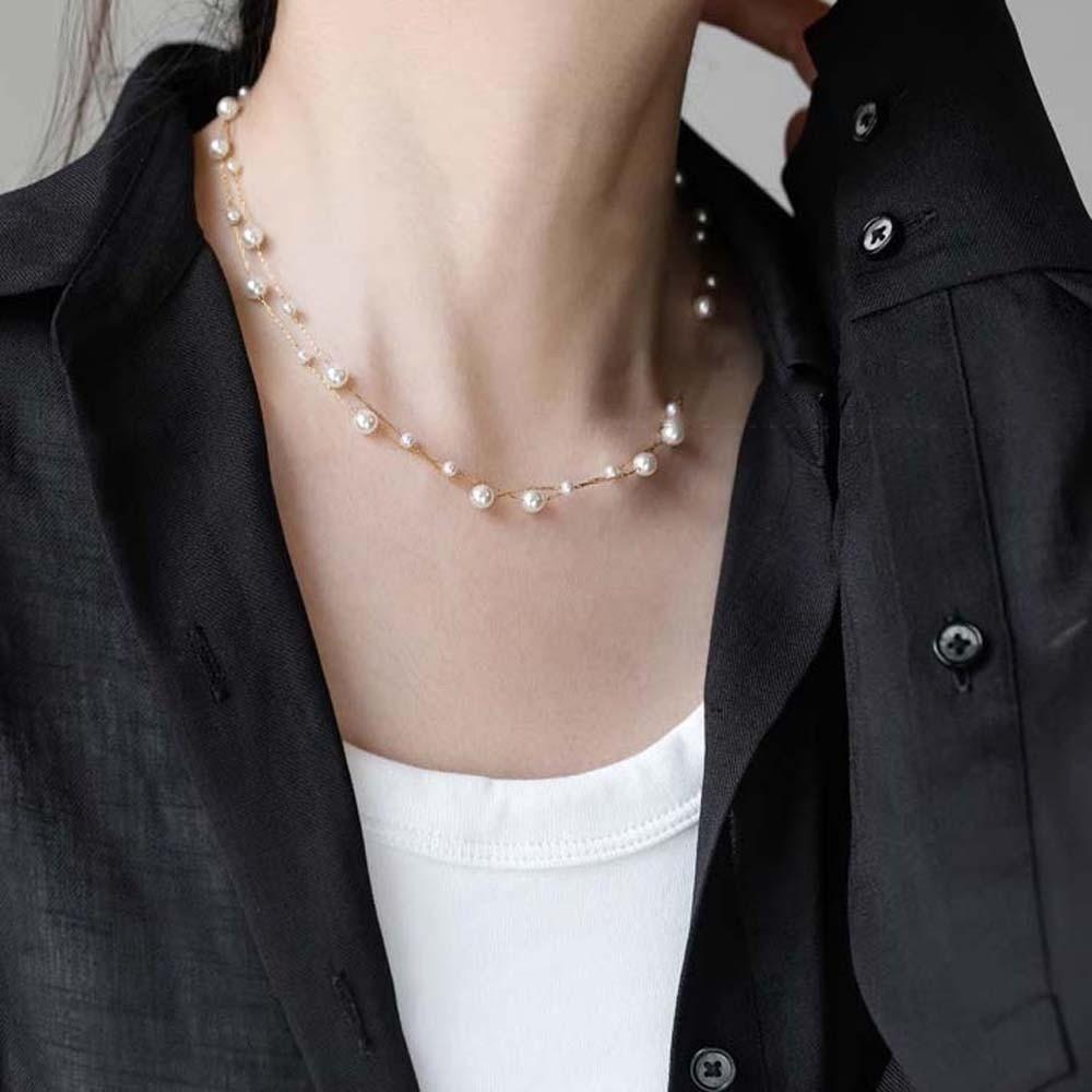 Luxury Beaded Choker Necklace Exquisite Collarbone Chain Brilliant Neck Pendant  Birthday Gift