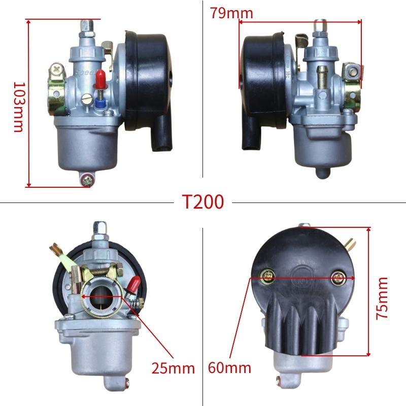 T200 Motorcycle Carburetor With Air Filter For 49cc 50cc 60cc 66cc 80cc 2 Stroke Engine Motorized Bicycle Push Bike Carb
