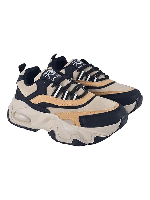 Shoetopia Женские массивные кроссовки | Повседневная спортивная обувь на шнуровке с амортизирующей подошвой | Повседневная обувь и обувь для ходьбы 4 чёрный