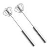 2pcs Egg Whisk 12 Inch New Design Semi-Automatic Hand Push Egg Beater Stainless Steel Hand Mixers for Whisking, Beating & Stirring