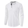 Men's Solid Color Long-Sleeve Henley Shirt - European & American Autumn/Winter Collection