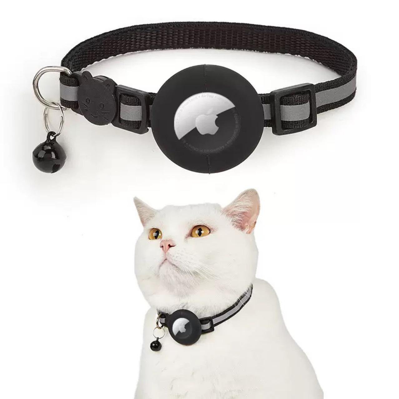 

Reflective Cat Collar with Bell and Airtag-Compatible Silicone Case розовый