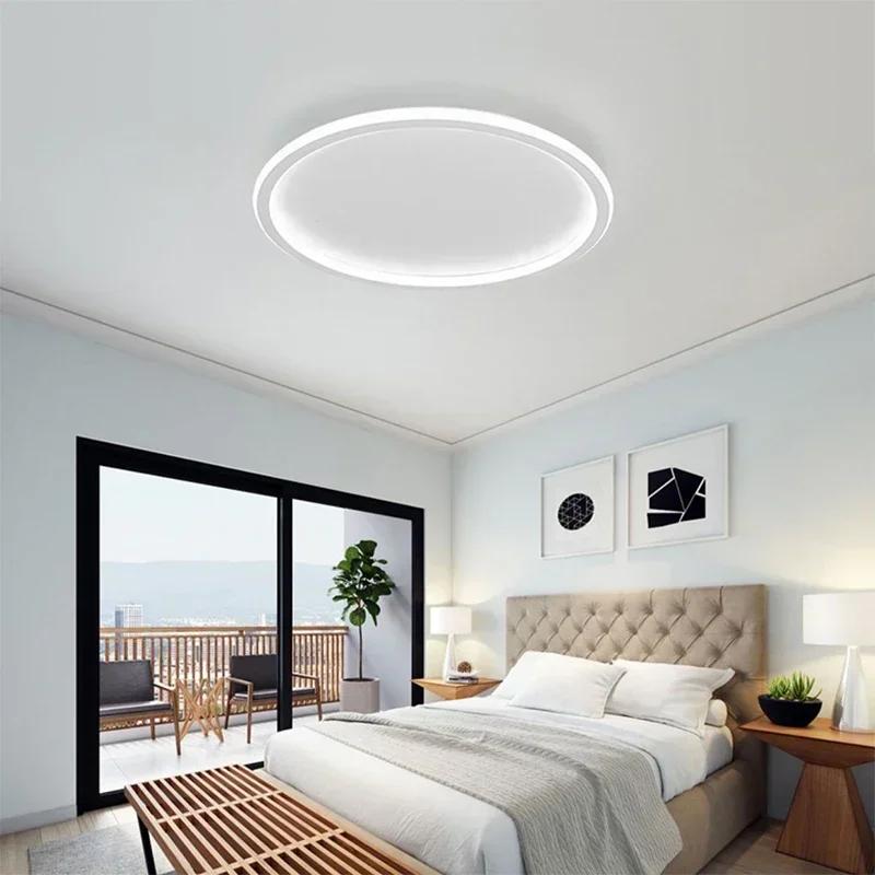 Modern LED Ceiling Light Home Decor 20/30/40/50/60CM Dimmable Round Lamp Bedroom Living Room Black White Fixture Lighting Lustre