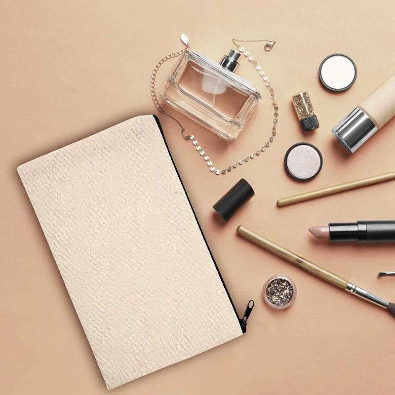 3/5/10 Pcs/Lot Student School Canvas Zipper Storage Bags DIY Blank Craft Cosmetic Ziplock Cotton Pouches for Pencil 21x12cm