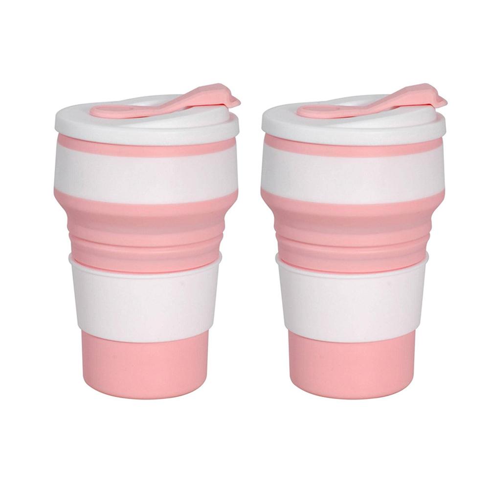 12 Oz Kullanımlık Silikon Katlanabilir Kapaklı Bardak Kamp için 350 ml 500 ml Taşınabilir Katlanır Kahve Fincanları Seyahat için