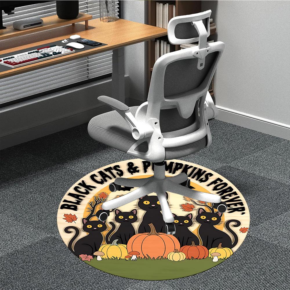 

1pc Black Cats, Pumpkins Chair Carpet for Office Non-Slip, Machine Washable Rug for Office - Holiday DecorMachine Made yy251029060 80cm by 80cm