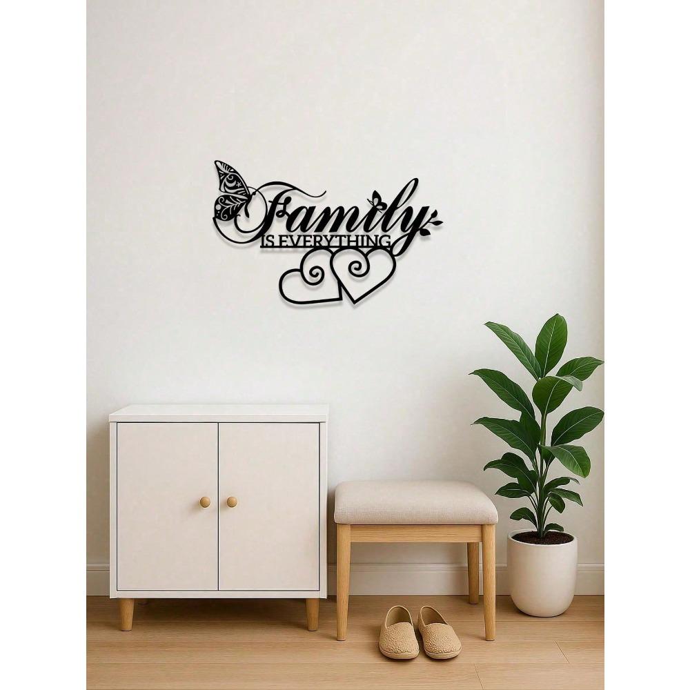 Black Metal Family Wall Art Minimalist Home Decor Gift for Living Room