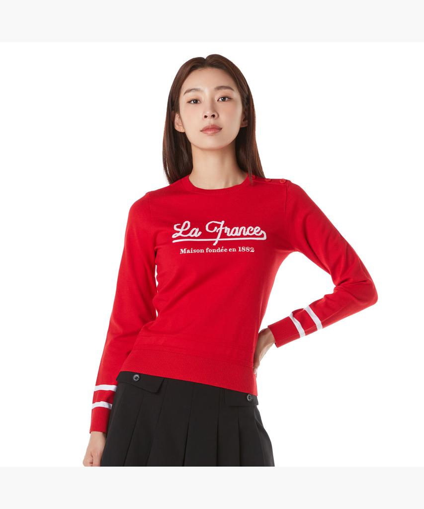 LECOQ GOLF Women'S Lettering Point Round Neck Sweater (Gp322Lkp92)
