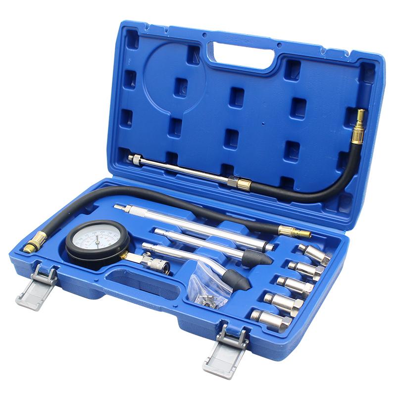 Professional AUTO TOOLS Petrol Engine Cylinder Compression Gauge Tester Kit Cylinder Tester With M10 M12 M14 M16 M18