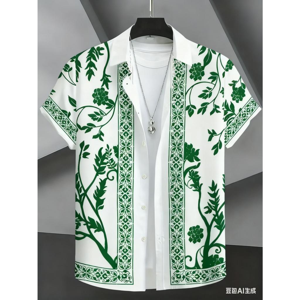 Men's Short Sleeve Shirt 2026 High-Quality Lapel Button up Fashionable Top for Street Leisure Weddings And Vacations
