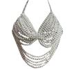 Fashion Bikinis Chains Beach Body Chains Bra Pearls Chest Chain Body Accessories Jewelry for Raves Party Beach Clubwear