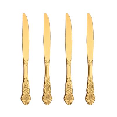 4Pcs Gold Dinner Knife Set Stainless Steel Cutlery Dinnerware Set Royal Knives Kitchen Western Dinner Knife Silverware Tableware