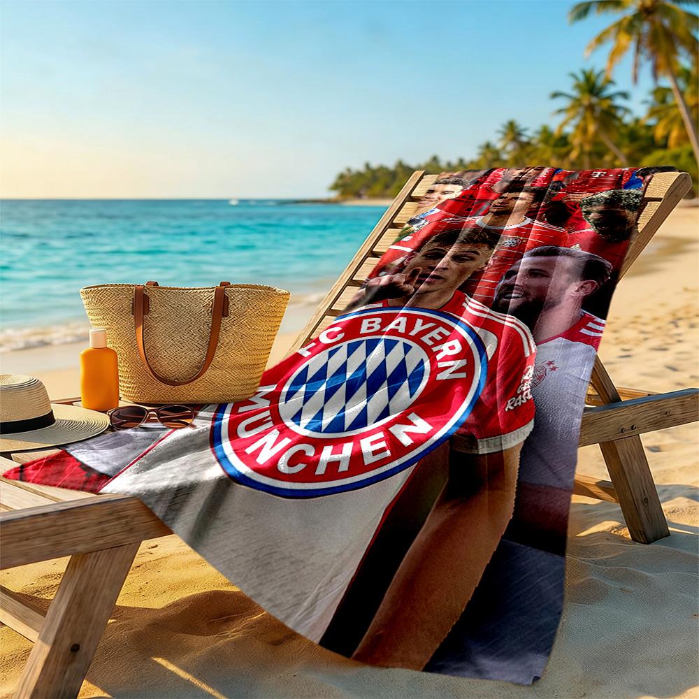 FC Bayern München Strandtuch Weich Langlebig Schnelltrocknend Bequem Leicht Geeignet für Schwimmen, Fitnessstudio, Camping, Yoga Urlaub