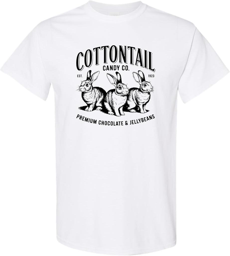 Cottontail Candy Co Chocolate Bunny Shirt Easter Jellybeans Tee for Men Women Adults Vintage Farm Graphic