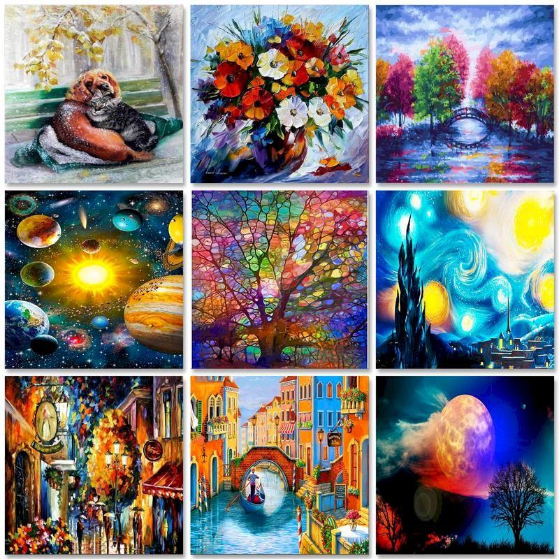 CHENISTORY Paint By Number Kit Abstract On Canvas For Adults Wall Art Picture Scenery Oil Acrylic Painting Home Decoration Gifts