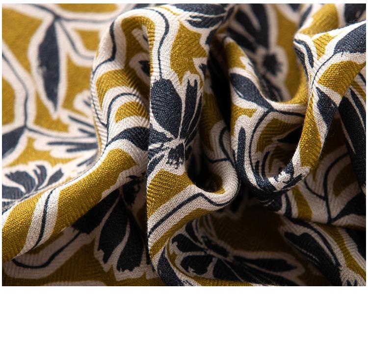 Women's Elegant Silk Wool Scarf: 2025 Autumn/Winter Double-Sided Print, Sun Protection, and Warmth