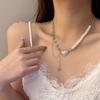 Sweet and Cool Splicing Light Luxury Temperament Versatile Love Pearl Necklace Niche Design Exquisite Collarbone Chain Neck Chain