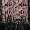 Bloody Handprint Halloween Tinsel Curtain 2M Scary Background Wall Tassel  Ghost Festival Decor